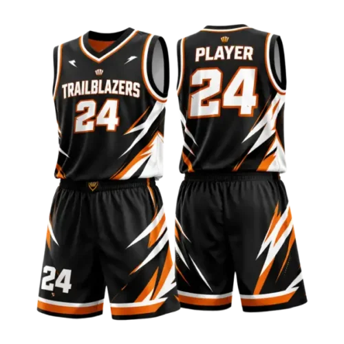 Custom basketball uniforms with sponsor logo