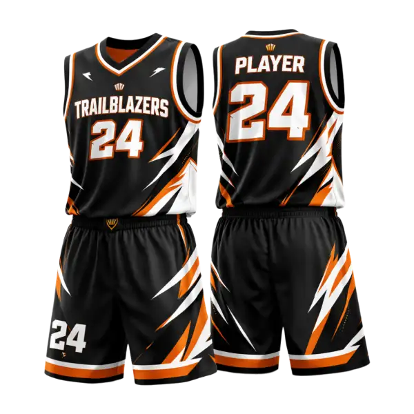 Custom basketball uniforms with sponsor logo