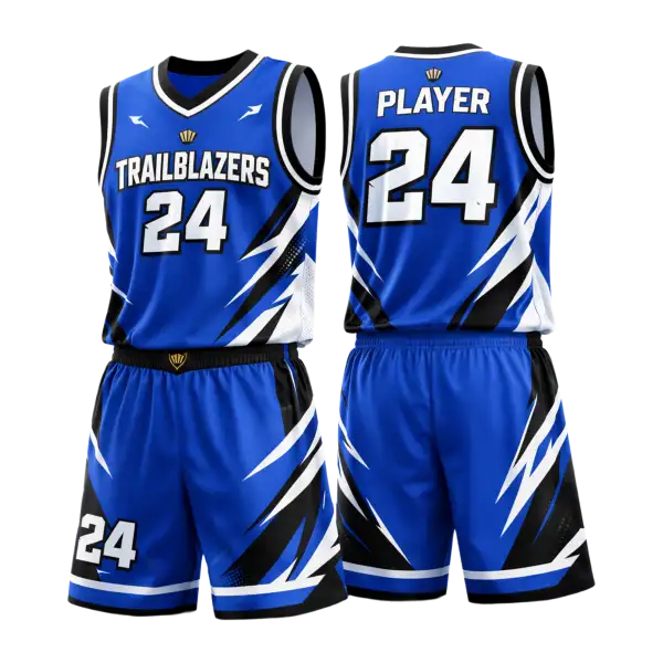 Custom basketball uniforms with sponsor logo
