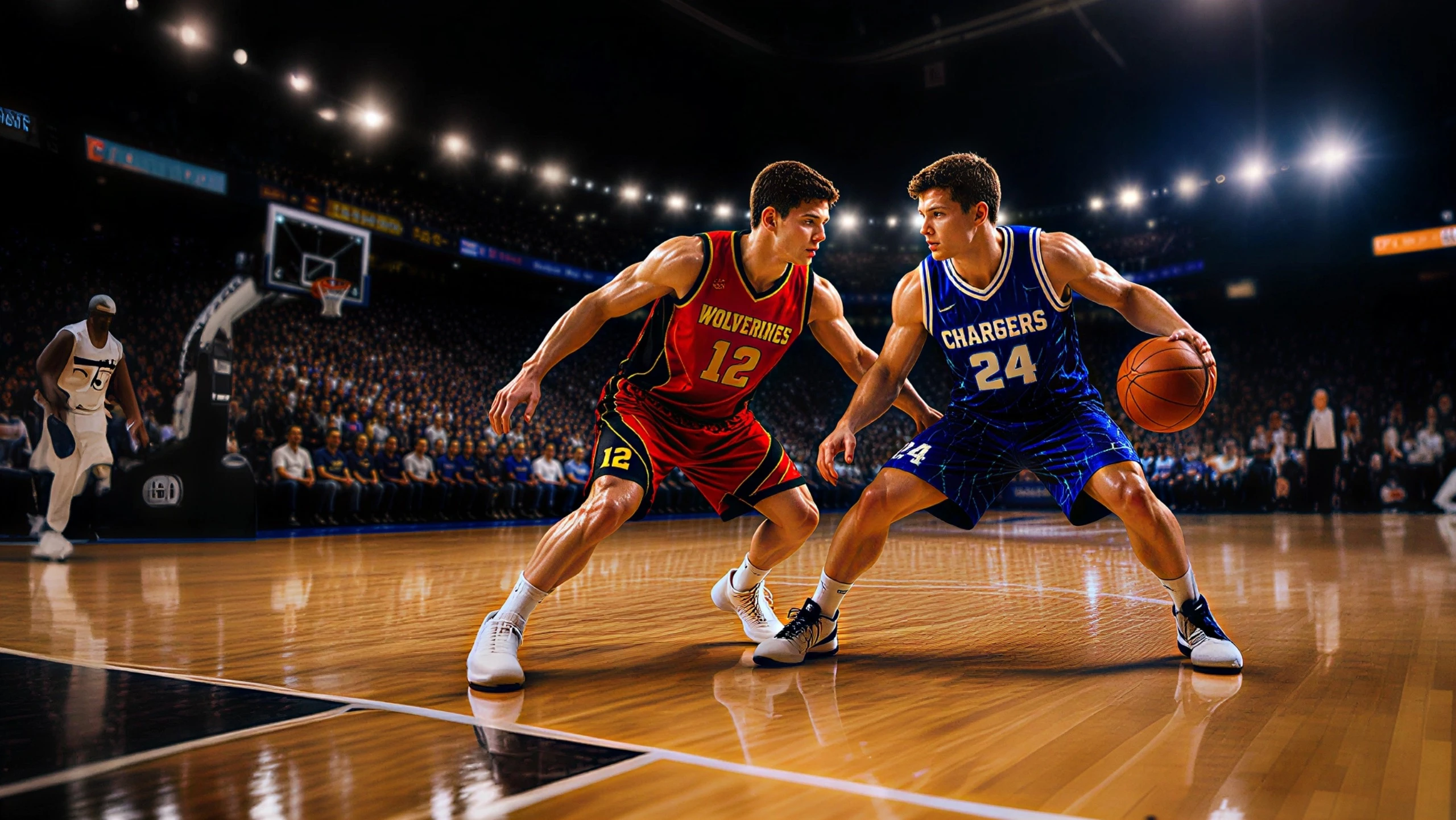 Basketball uniform size guide hero &mdash; team in custom jerseys