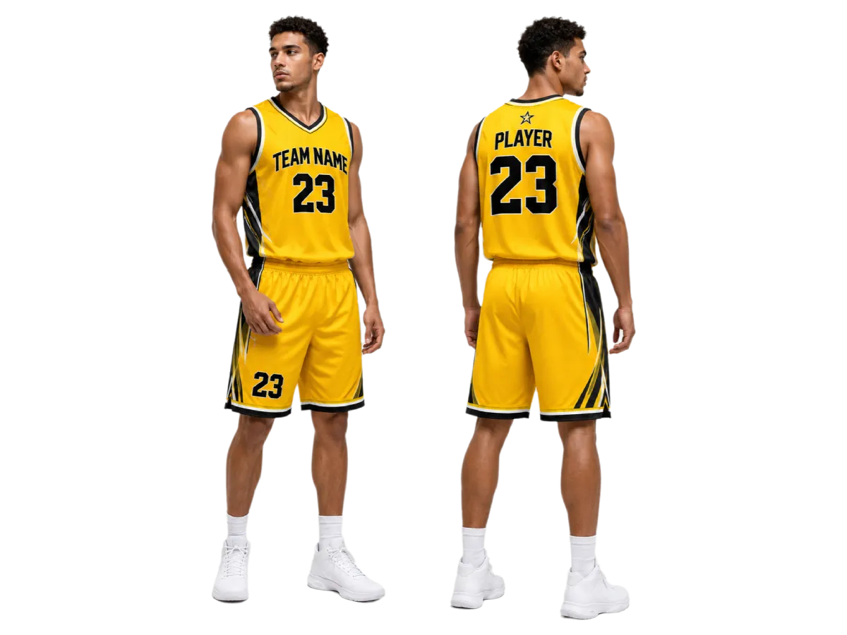 Sublimated basketball uniforms with full-color graphics