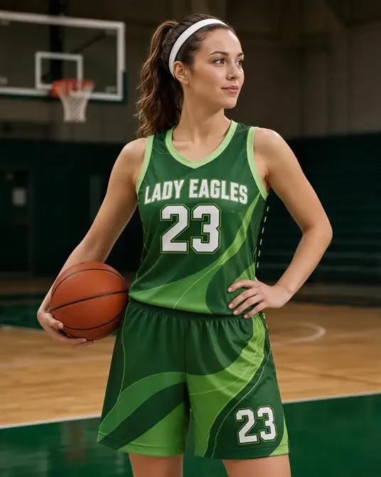 Women's custom basketball uniform with narrower armholes and slimmer shoulder width